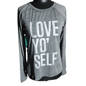 True Craft Gray Graphic Text Long Sleeve Shirt Medium